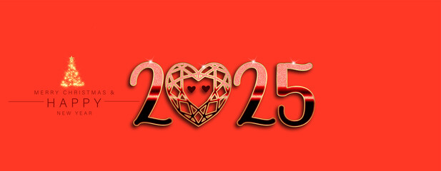 An artistic depiction of Merry Christmas and Happy New Year 2025