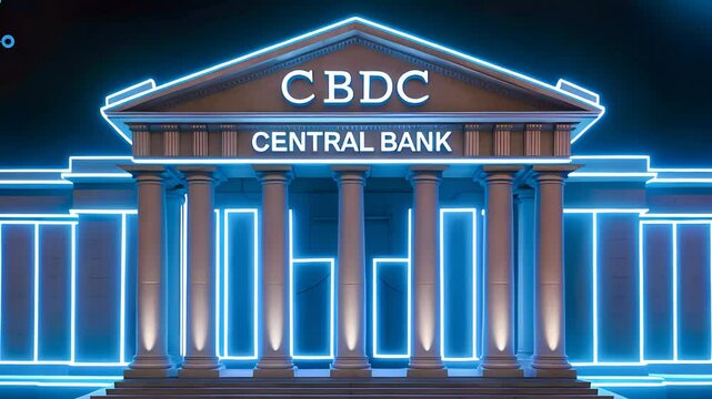 Central Bank CBDC Concept with Neon Highlights