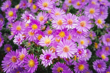 Aster dumosus 'Kassel' Asteraceae family, Close-up, selective focus. Beautiful natural background.