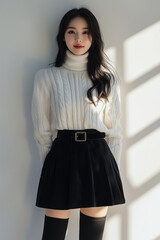 겨울 니트 입은 아름다운 여성