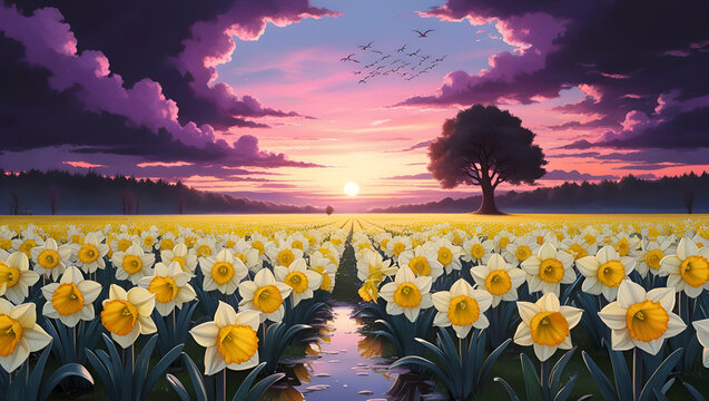 sunset in the field