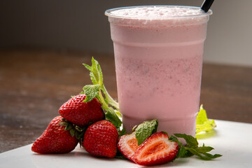 strawberry milkshake with mint