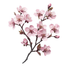 Fototapeta premium A beautiful cluster of delicate pink cherry blossoms, showcasing their lovely petals and intricate details, perfect for spring-themed designs.