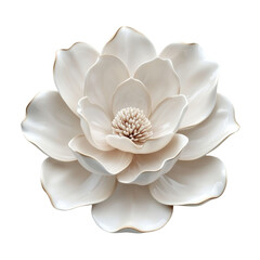 A stunning white ceramic lotus flower beautifully crafted with intricate petal details, adding elegance and charm to any decor or setting.