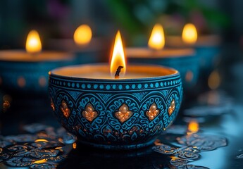 a candle in a bowl

