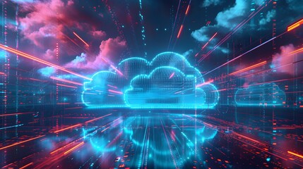 Cloud computing technology and online data storage for business network concept. Computer connects to internet server service for cloud data transfer presented service, backup .