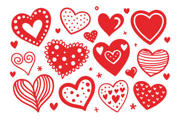Collection of heart vector set clipart design, red heart, Symbols, signs flat icons. Love, valentine icon, isolated.