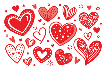 Collection of heart vector set clipart design, red heart, Symbols, signs flat icons. Love, valentine icon, isolated.
