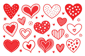 Collection of heart vector set clipart design, red heart, Symbols, signs flat icons. Love, valentine icon, isolated.