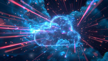 Naklejka premium Cloud computing technology and online data storage for business network concept. Computer connects to internet server service for cloud data transfer presented service, backup .