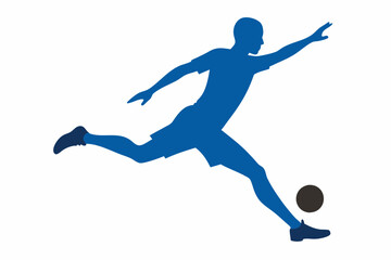 Soccer player silhouette vector on white background.