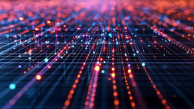 A 3D grid of lattice QCD data highlighting the importance of high computational power and parallel processing in simulating interactions.