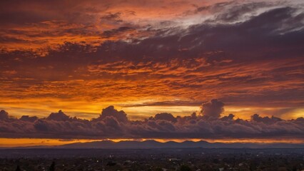 Stunning Sunset Over Mountain Range