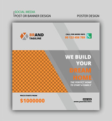 We build your dream home for living social media post design template
