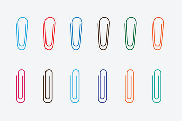 Isolated colorful paper clips on a white background