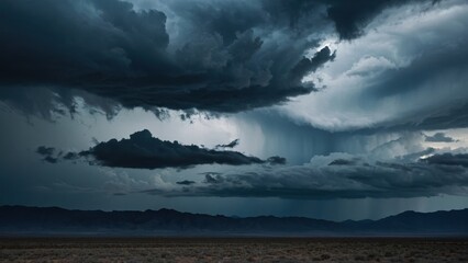 Dramatic Storm Clouds Over Desert Landscape