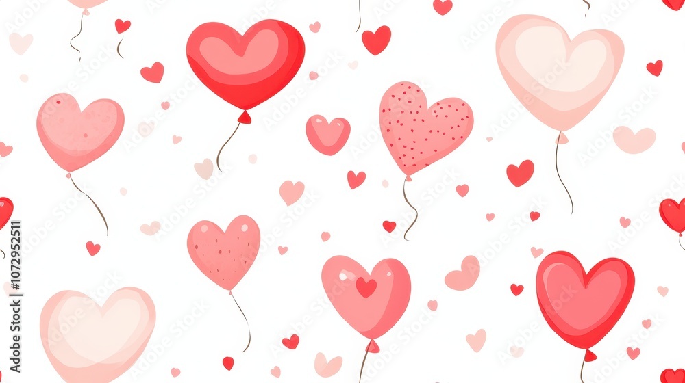 Poster a seamless pattern of pastel-colored hearts and bokeh, creating a dreamy, romantic background with a