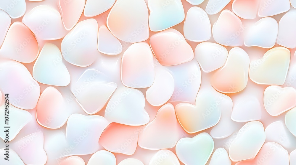 Canvas Prints a seamless pattern of smooth pastel shapes resembling pebbles and hearts, creating a soft, romantic,