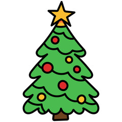 Decorated Christmas Tree Illustration