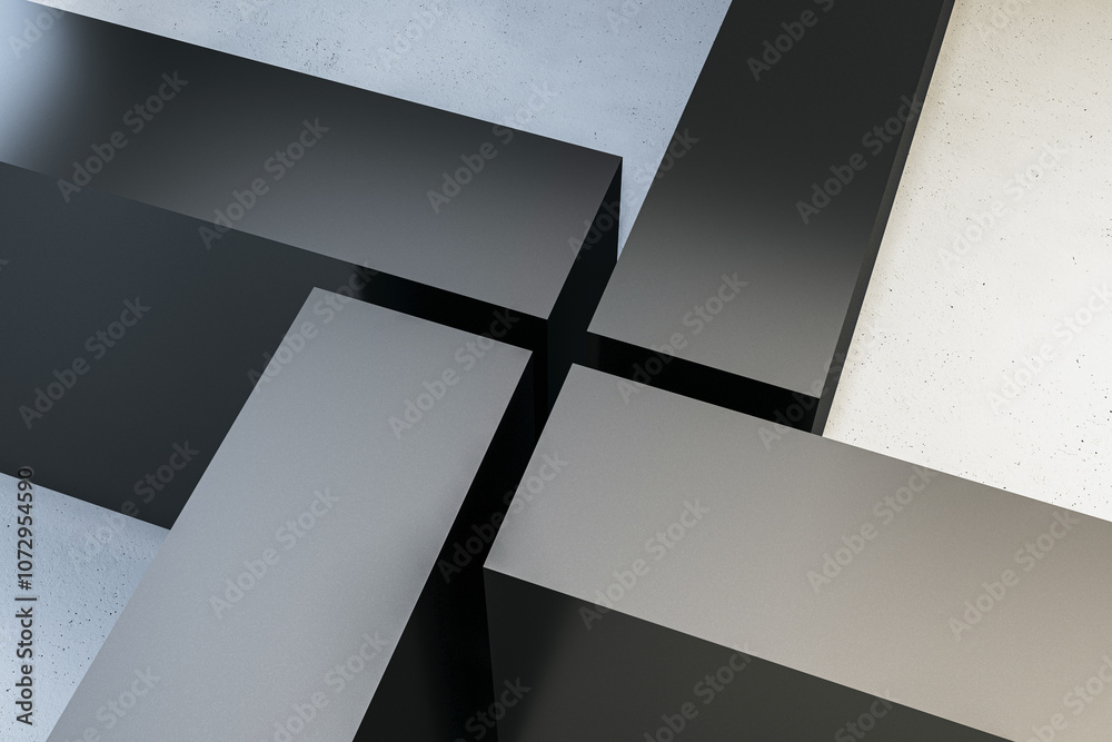 Poster Abstract Geometric Structure on Textured Background. 3D Rendering