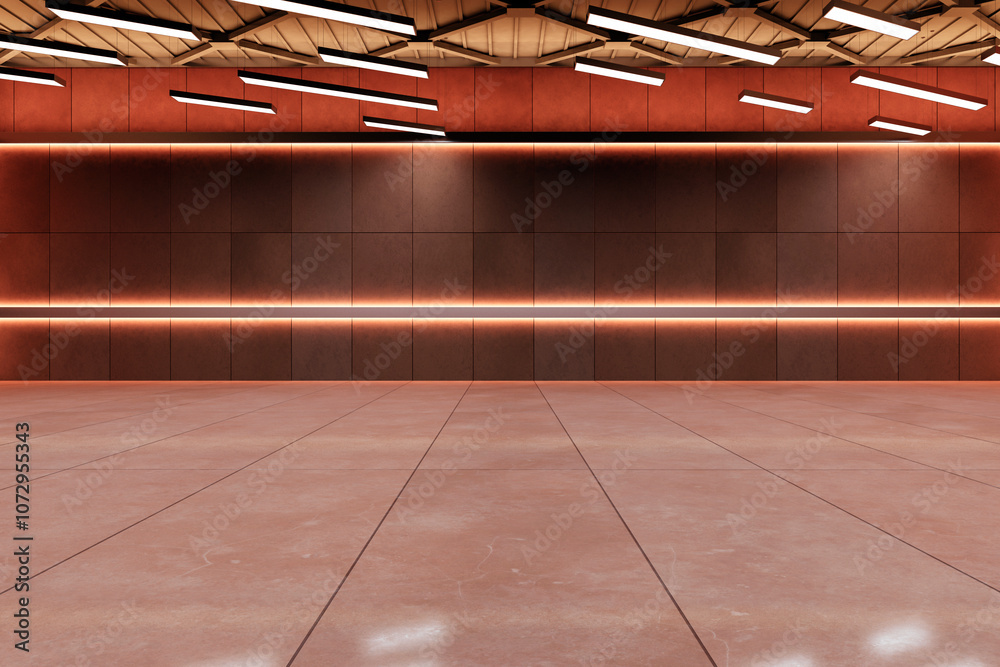 Poster modern interior with sleek design and lighting. 3d rendering