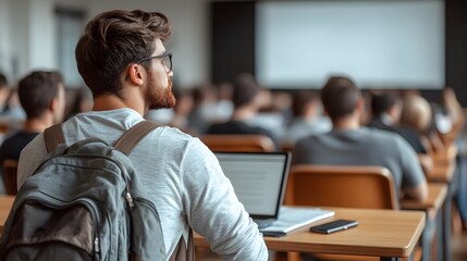 Fototapeta premium Business presentation in isometric style, teacher engaging with audience in a conference room, vector illustration