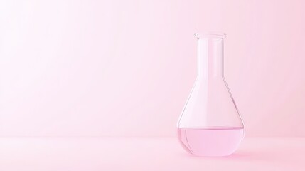 A glass beaker filled with pink liquid sits on a pink background
