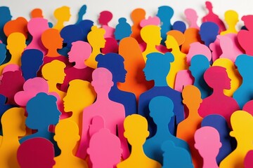 Vibrant diversity: colorful abstract silhouettes representing inclusivity and multicultural unity