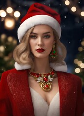 christmas girl in santa hat. Beautiful Santa Girl 