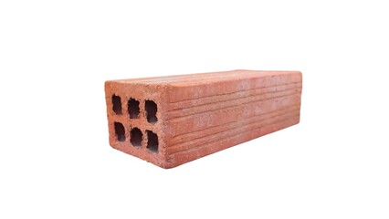Photo of a classic red brick, isolated on white background. A brick is a type of construction...