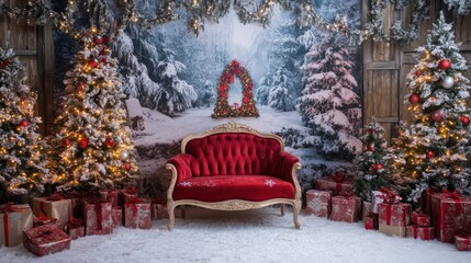 Enchanted Christmas wonderland digital backdrop for photography