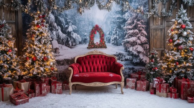 Enchanted Christmas wonderland digital backdrop for photography