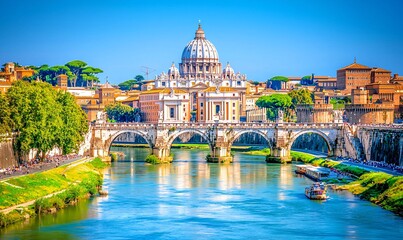 Stunning View of St. Peter's Basilica in Rome