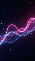 Vibrant glowing waves in pink and blue against a dark cosmos, representing modern technology and digital innovation.