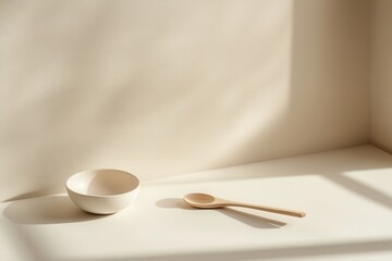 desk accessories on a beige background, minimalistic, clean and modern layout, soft shadows
