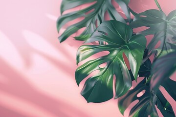 monstera leaves summer minimal background