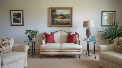 Elegant Living Room with Classic Furniture and Artwork