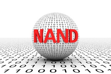 NAND conceptual sphere binary code 3d illustration
