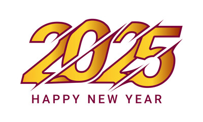 2025 happy new year design in Golden Text. New year 2025 design