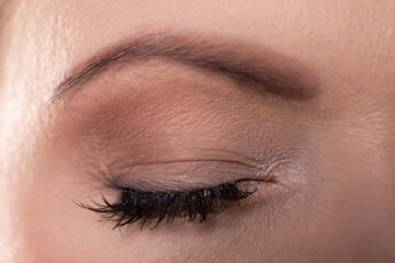 A CloseUp of Fashionable Eye Makeup Featuring Beautiful Natural Tones and Textures