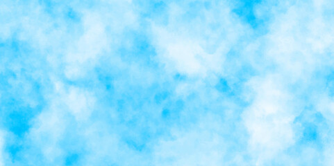 Abstract background with panorama of blue sky and white cloud nature design. horizon spring morning sky with clouds background. hand painted watercolor shades sky clouds.