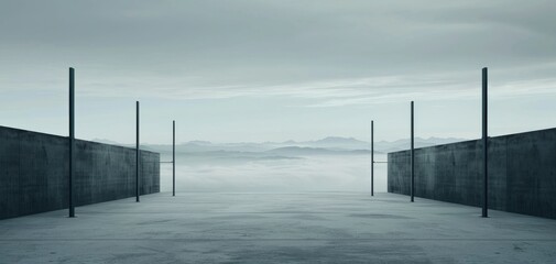 Fototapeta premium A serene, minimalistic concrete landscape view.