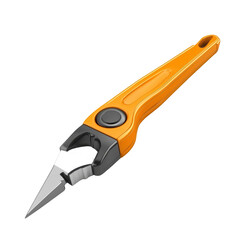Fototapeta premium A sleek utility knife with an orange handle and a sharp, retractable blade, designed for precision cutting.