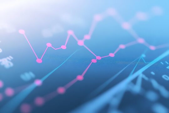 Dynamic stock market chart with upward trend on blue background - Powered by Adobe