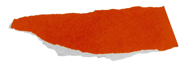 Isolated torn orange pieces of paper with copy space on white background