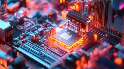 Obraz premium 3D printer assembling micro-level details for electronic devices