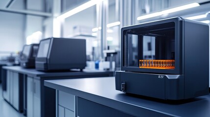 High-tech lab printer producing small-scale electronic parts