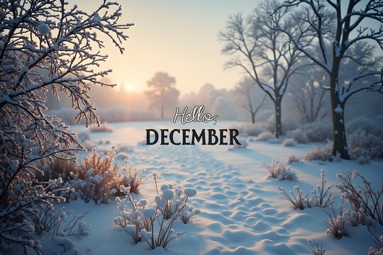 Winter photo wallpapers with snow Hello, December