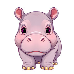 Naklejka premium Cute hippopotamus isolated on white background. Vector illustration.