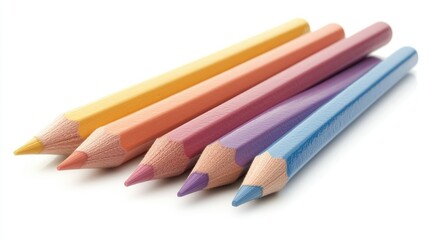 Fototapeta premium Colored pencils on white background. Perfect for art, education, or stationery projects.